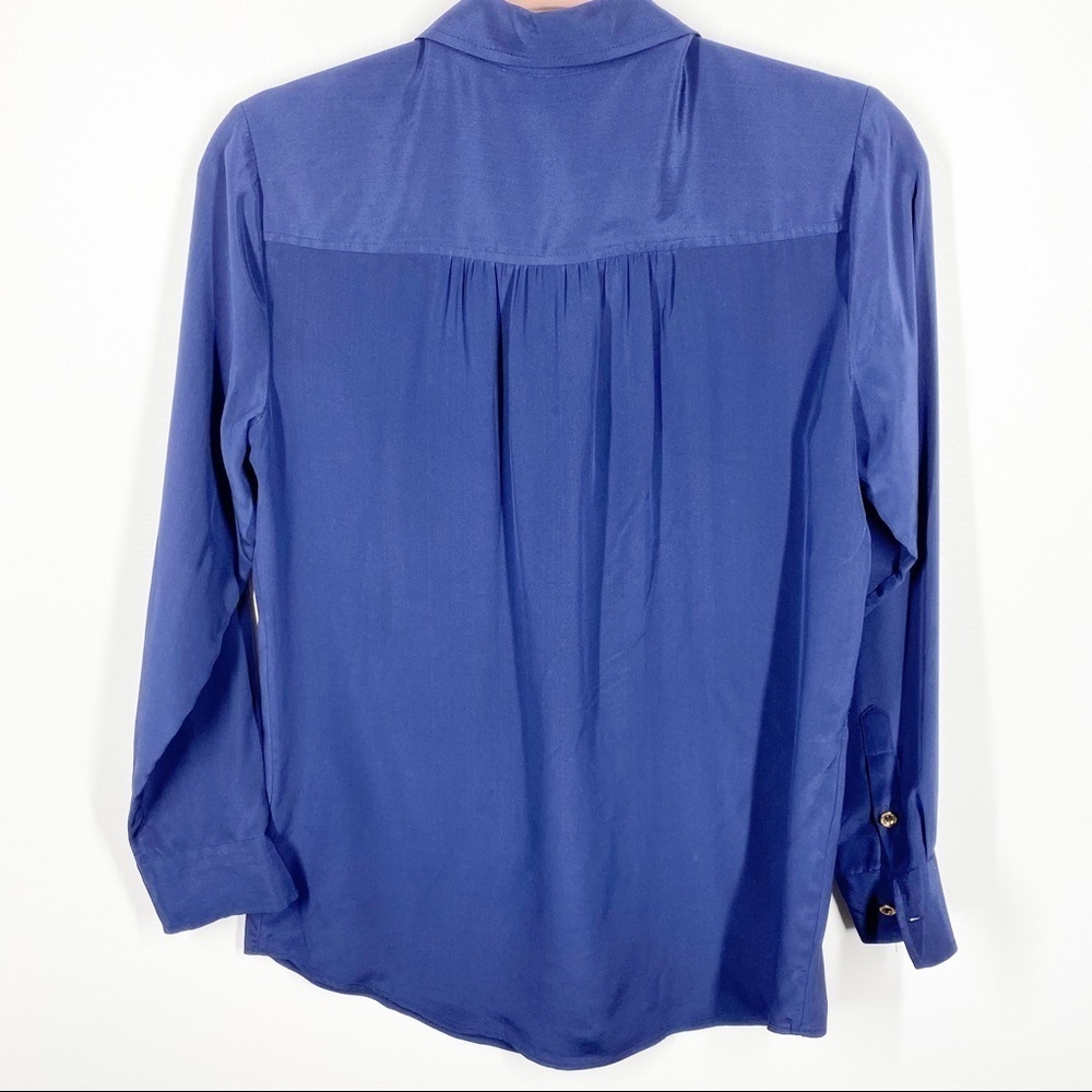 Lilly Pulitzer Isla Navy Silk Button Down Top XS - Picture 4 of 6